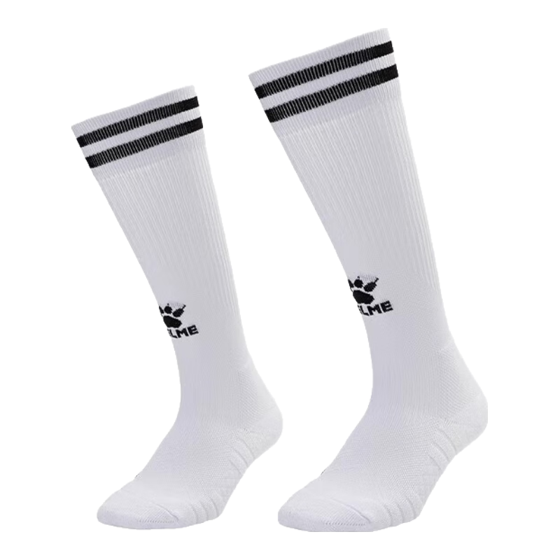 卡爾美（KELME）兒童長筒足球襪防滑毛巾底專業(yè)比賽訓練運動高筒襪子 白色t