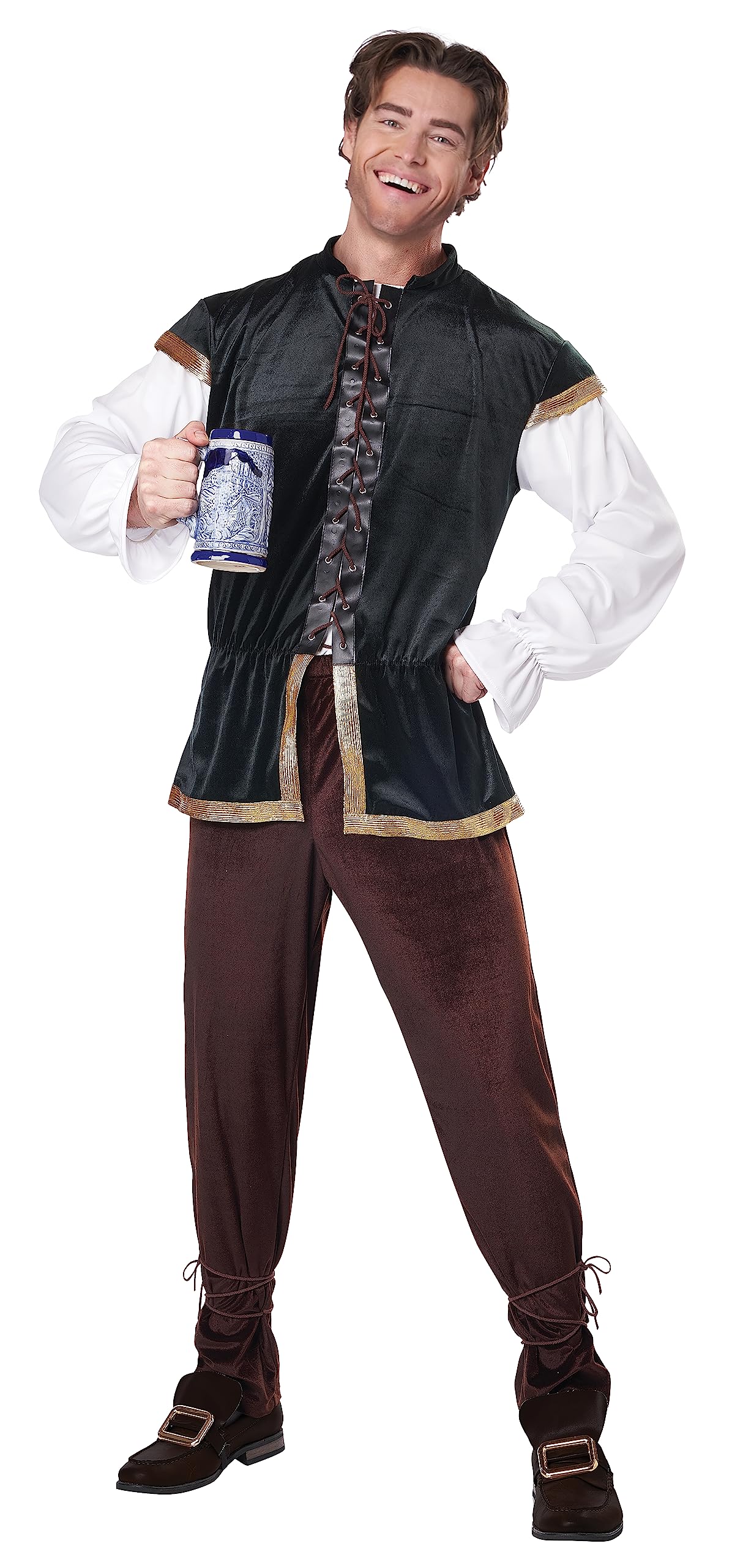 CALIFORNIA COSTUMESCalifornia Costumes 男士酒馆男士服装, 绿色/棕色, L 绿色/棕色 L