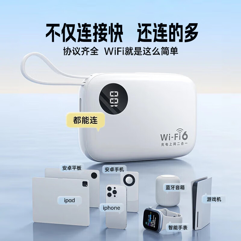 椰贝移动随身wifi5g无限流量2025款全国通用三网任切无线网随身wifi充电上网二合一车载宿舍直播不卡顿 【顶配充电宝款】5000毫安长续航48h+三网通