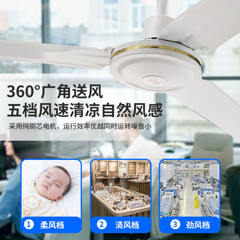 钻石牌(DIAMOND)钻石牌吊扇56寸大风力家用客厅商用不锈钢工业宿舍吊式电风扇 不锈钢五叶吊扇王(五档)