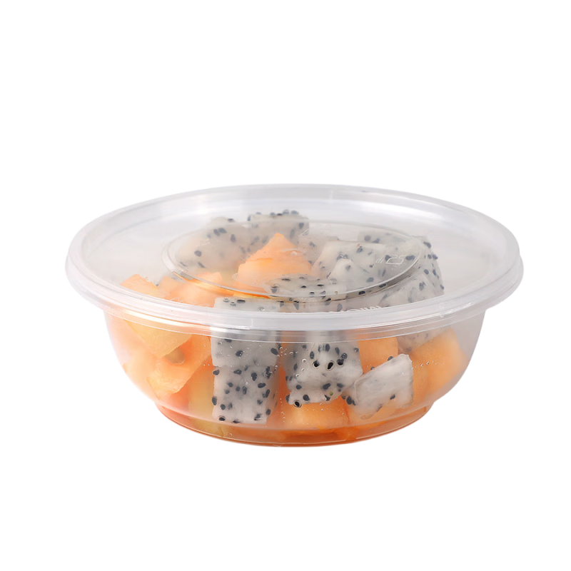 一次性餐盒圆形方形打包盒食品级快餐外卖摆摊水果便当汤粉盒加厚 1000长方型带盖【10套】