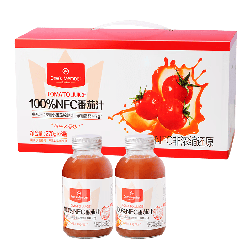 One's Member 100%NFC番茄汁 鲜榨纯果汁果蔬汁饮料 270ml*6
