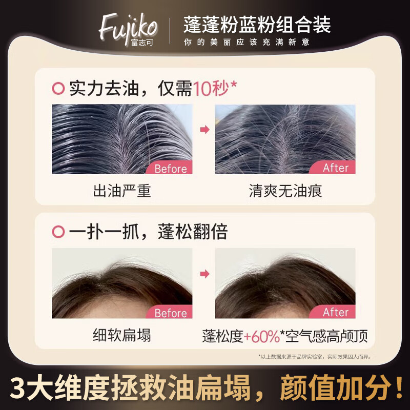 富志可fujiko头发蓬蓬粉控油去油蓬松干发粉懒人免洗头组合装8.5g*2