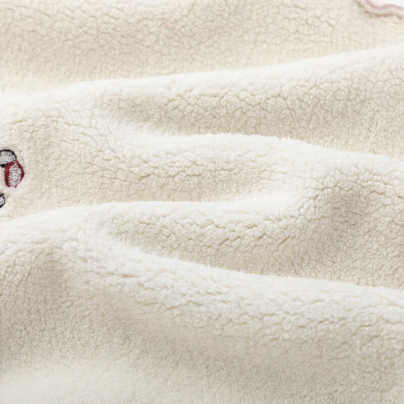 嘟嘟家宝宝套装冬款男童加绒背心上衣裤子冬装女童三件套童装儿童加厚潮 米白色 100