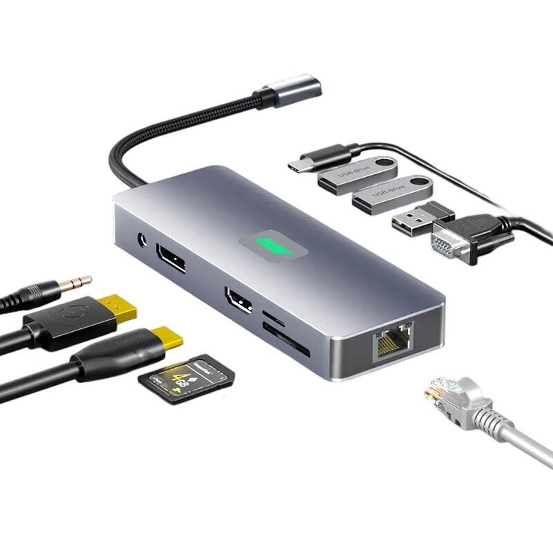 宏碁宏碁（acer）Type-C擴(kuò)展塢USB-C轉(zhuǎn)DP/HDMI/VGA轉(zhuǎn)換器4K60Hz三屏異顯投屏千兆網(wǎng)口贈(zèng)1M延長(zhǎng)線