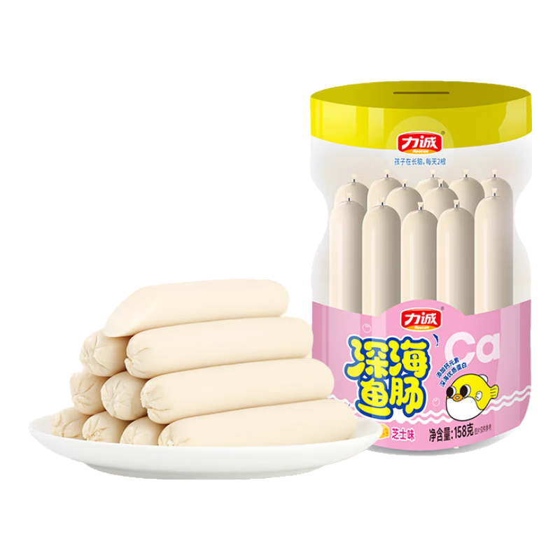 力诚 蛋仔派对联名款鳕鱼肠休闲鱼肉肠健康即食儿童零食海味鳕鱼香肠 鳕鱼肠原味500g*2罐【7月24到期】