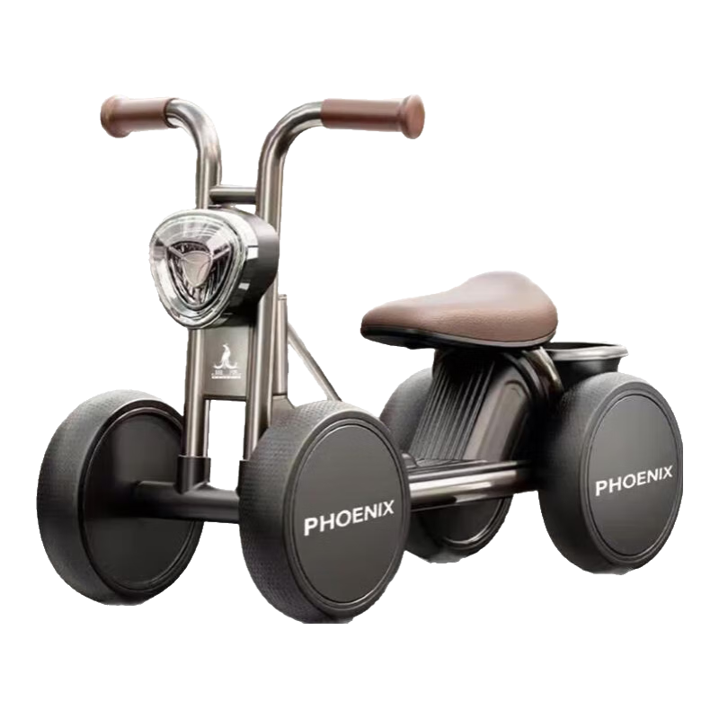 鳳凰（Phoenix）兒童平衡車兒童滑步車1-3歲寶寶滑行車四輪平衡車學(xué)步車周歲禮物 曜石黑+音樂燈光+儲物籃