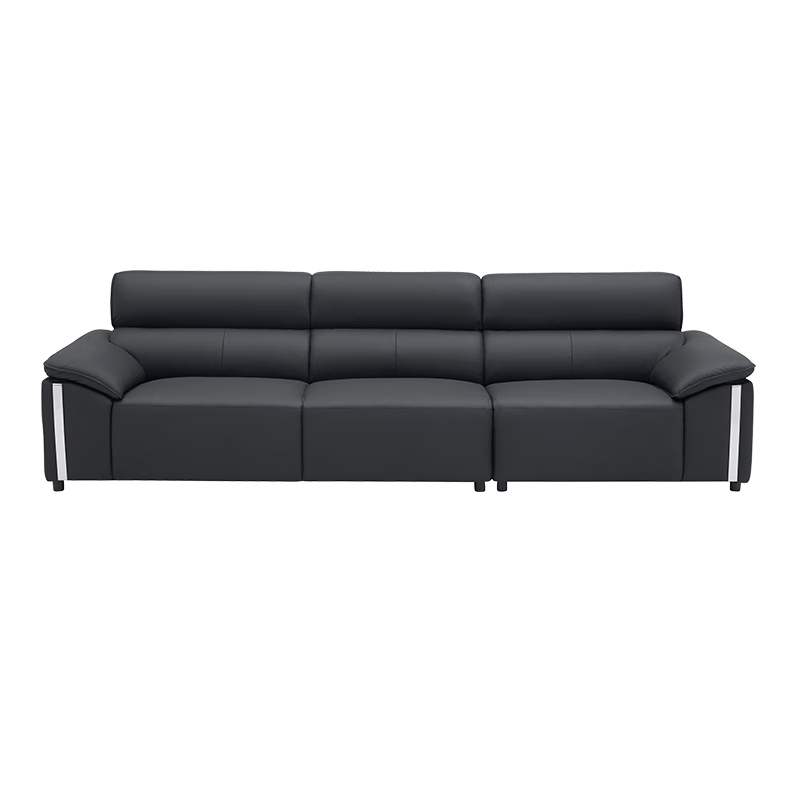 左右大黑牛沙發(fā)現(xiàn)代簡約輕奢風頭層牛皮沙發(fā)DZY6050 四人位 黑色
