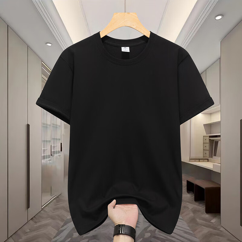 夏季胖子衣服大码100%纯棉圆领休闲宽松短袖t恤男纯色半袖打底衫 军绿色 10XL 300-310斤