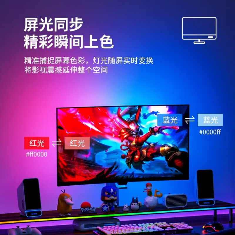 robobloq电脑随屏同步LED追光灯带RGB电竞桌面房间装饰显示器背景氛围灯条 34英寸显示器【贴4边】 京东折扣/优惠券