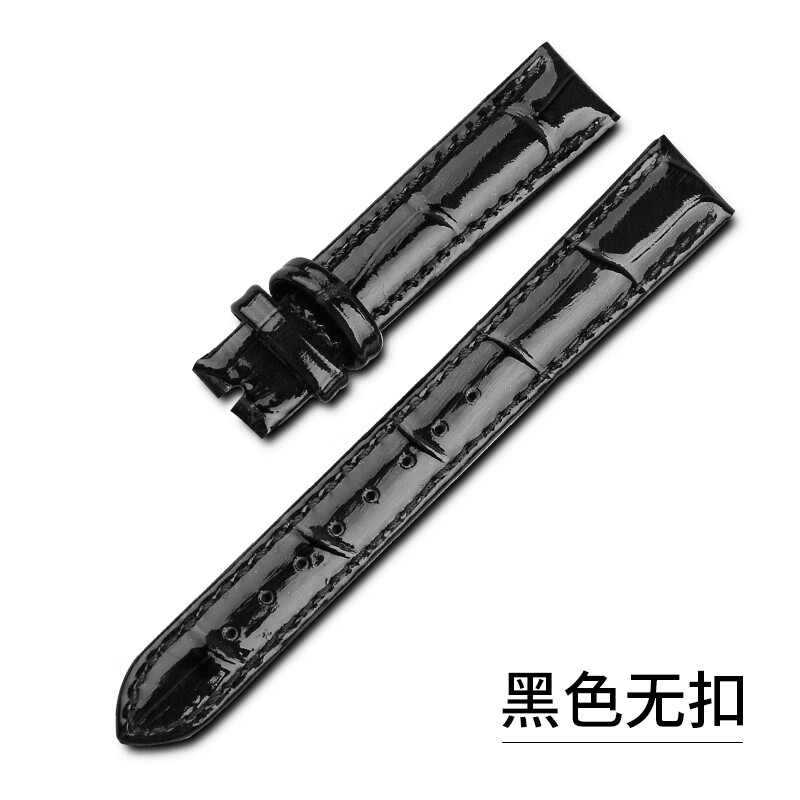 時(shí)仕（SEURE）適用天梭卡森系列表帶14mm牛皮表帶棕色女士手表帶真皮配件 女款黑色【不配扣】 14mm