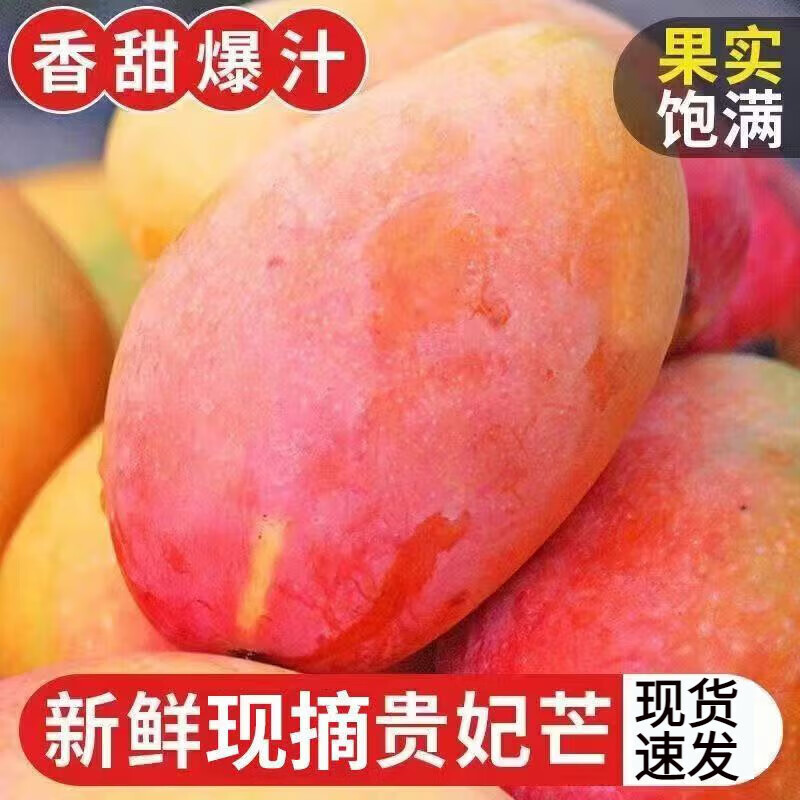 甜萌果蔬貴妃芒【現貨】芒果現摘當季紅金龍辣椒甜心芒海南孕婦新鮮水果 凈重4.5斤精選裝[單果約50g+]