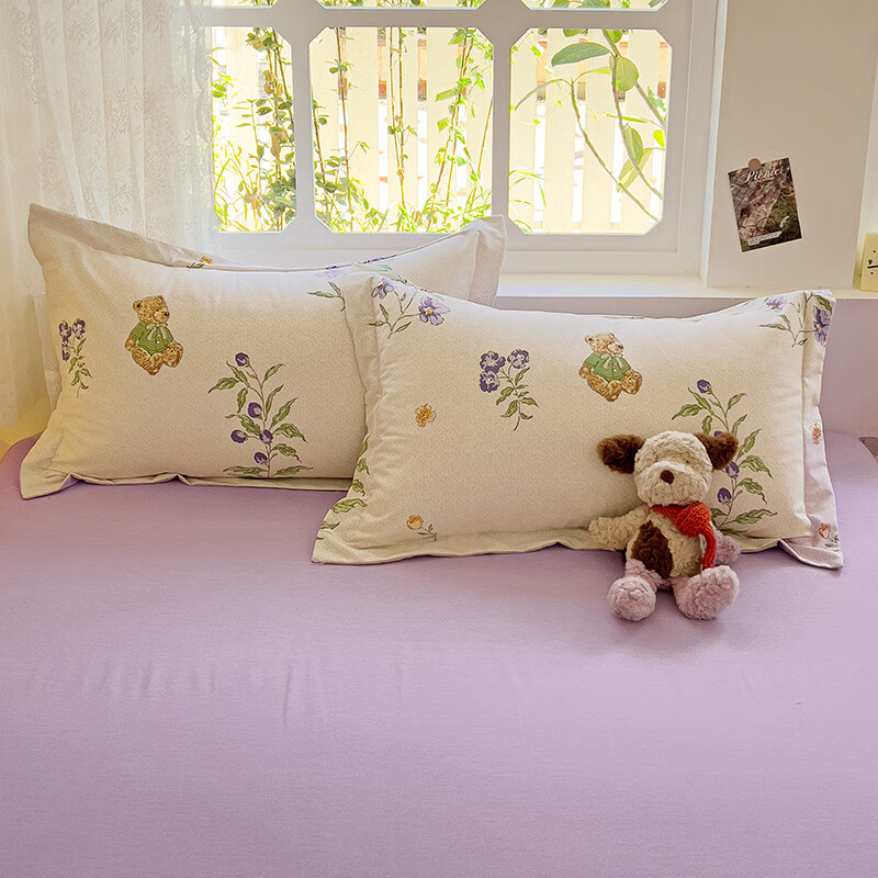 金号（KING SHORE）加厚磨毛棉枕套一对装棉枕头套48cmx74cm学生宿舍专用 萌熊花园【甄选棉卡通印花】一对 一对 48cm*74cm