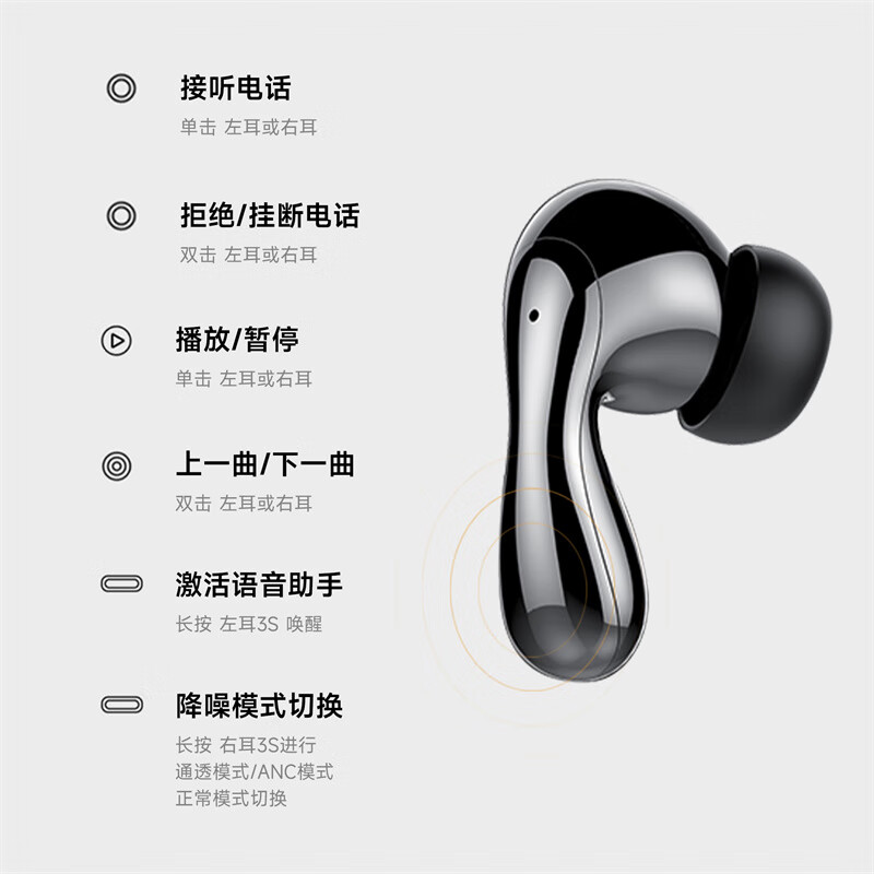 WIWU【32dB深度降噪】主动入耳式无线蓝牙耳机降噪超长续航低延迟超高音质适用苹果安卓小米华为 【-32dB深度降噪】暗夜黑