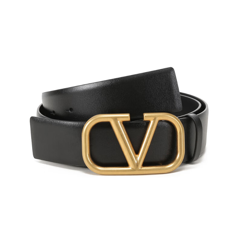 華倫天奴男士牛皮復(fù)古搭扣不可裁剪雙面皮帶腰帶4cm 5Y2T0Q87ECU 0NO 黑色 105