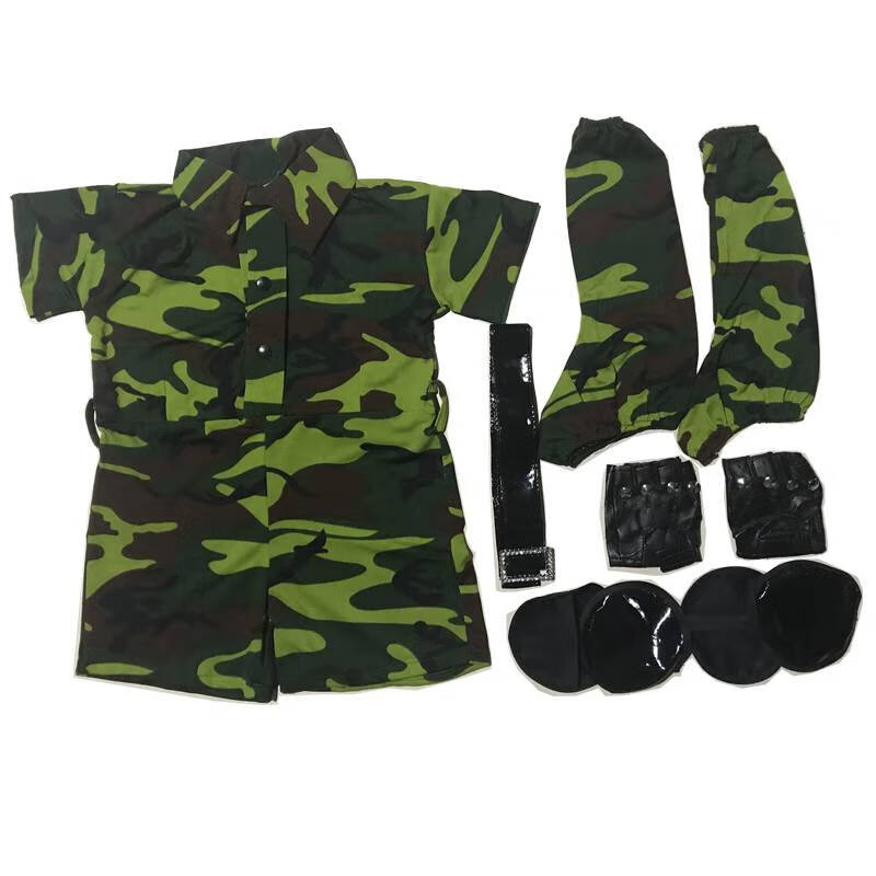 兰伶坊小荷风采幼儿小小兵儿童兵娃娃演出服迷彩服少儿舞蹈表演服装 军绿色 100 cm