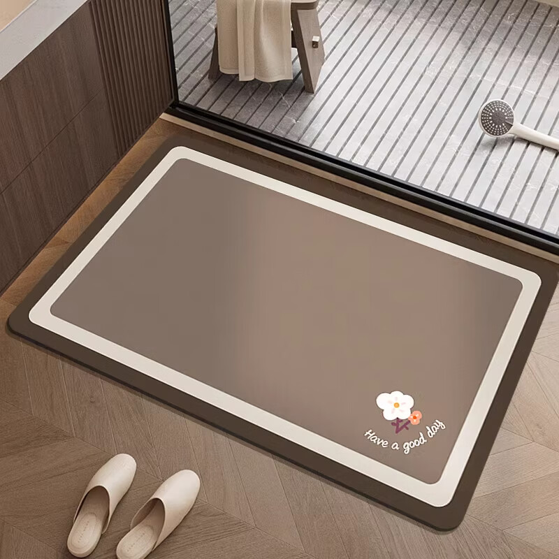 金玉铭川浴室地垫家用卫浴吸水垫速干防滑垫子卫生间厕所耐脏可擦免洗脚垫 GZN-小花-方形 40X60cm【吸水速干防滑】 京东折扣/优惠券