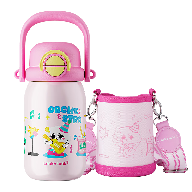 �ֿ��ֿۣ�LOCK&LOCK����ͯ���±����ܱ�316L������׶�԰Сѧ������˫��ˮ��580ml��ɫ 106Ԫ