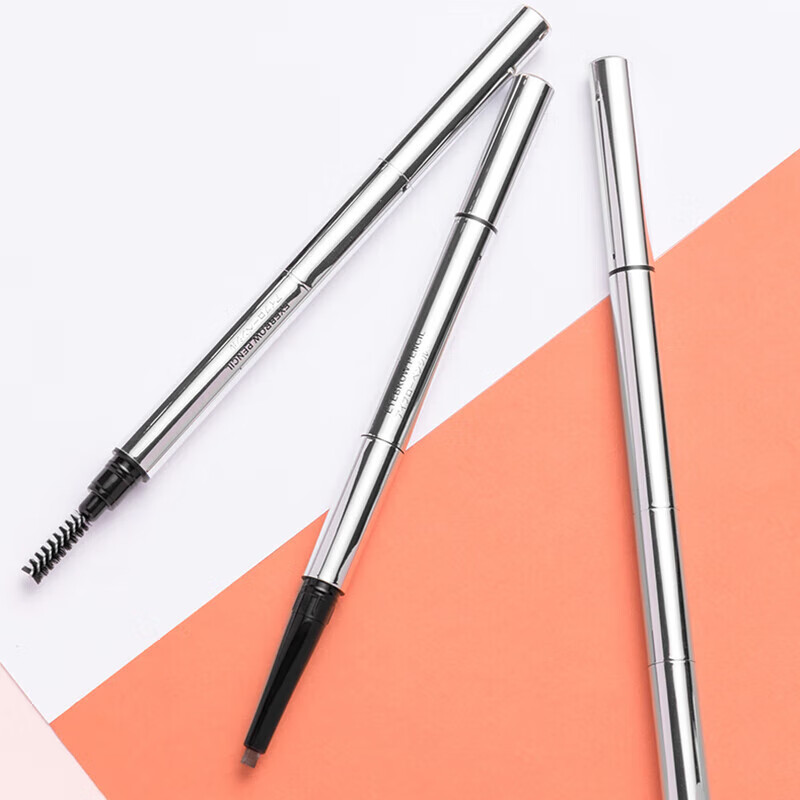 LDVEP三合一扁口斜口塑形防水防汗不脱色自然持久 灰色三合一扁口眉笔