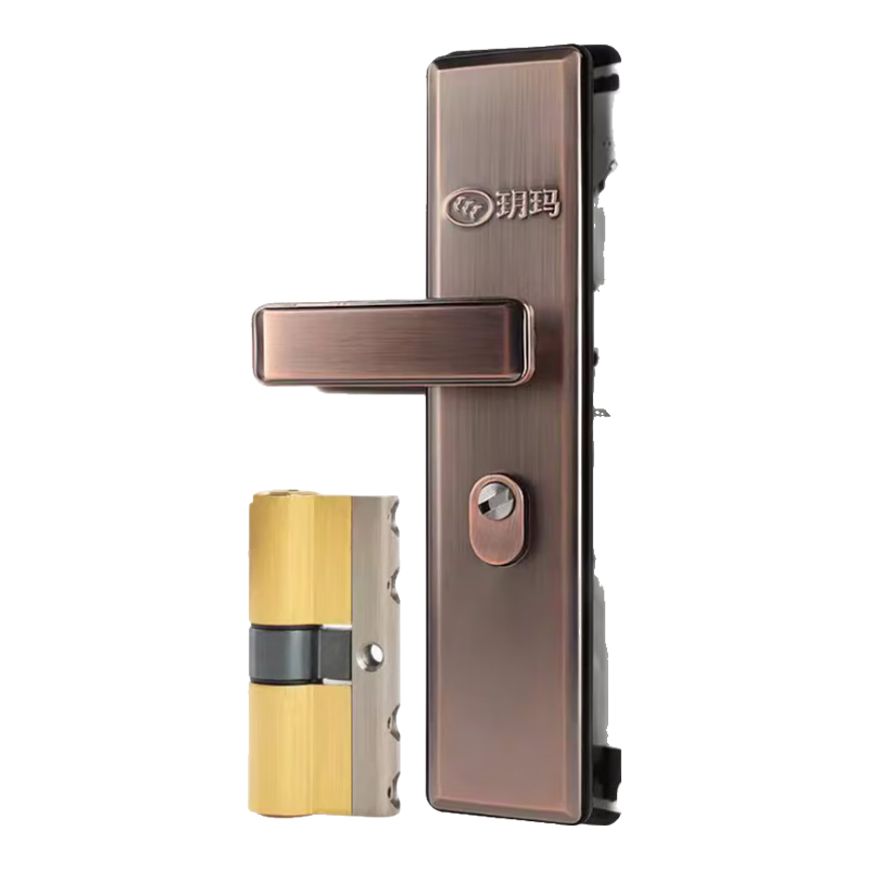 玥瑪防盜門(mén)鎖套裝免費上門(mén)安裝家用通用型大門(mén)鎖不銹鋼門(mén)把手C級鎖芯 紅古銅霸王鎖體套裝免費安裝