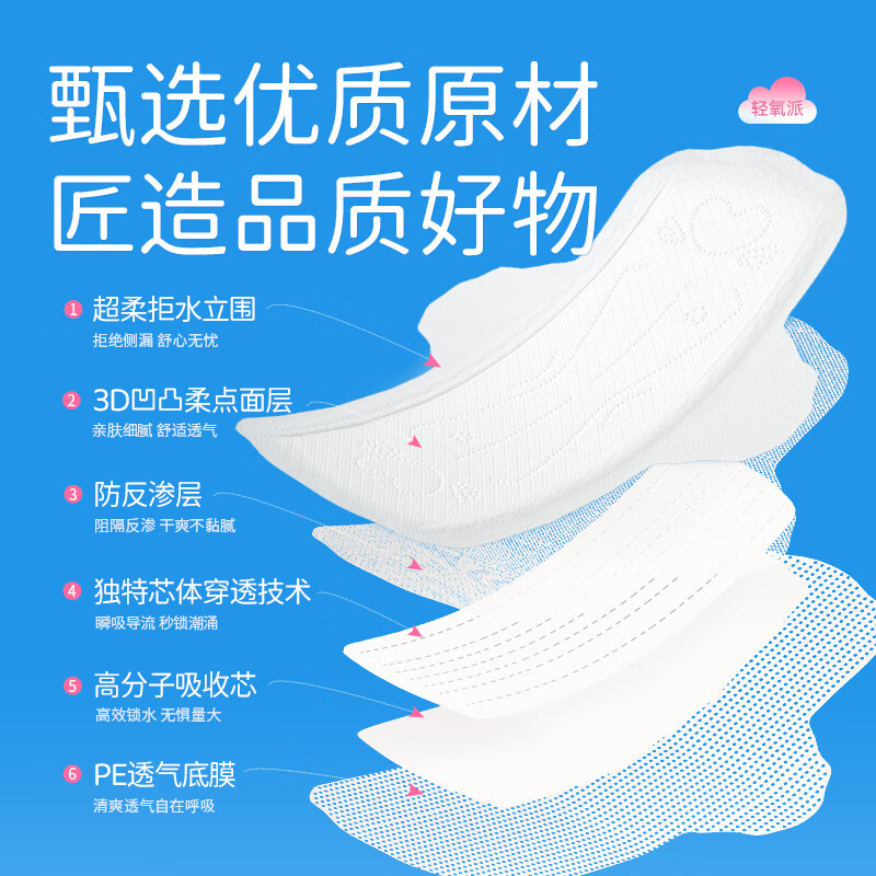 舒莱轻氧派卫生巾干爽瞬吸棉柔透气日夜姨妈巾 日夜5包46片