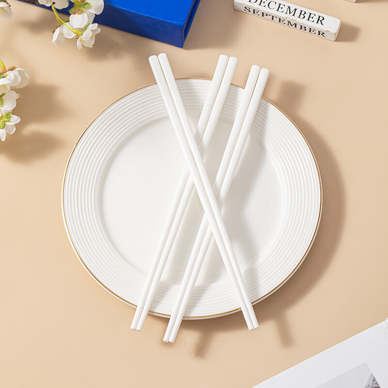 福再景德镇纯陶瓷筷子家用食品级抗菌防霉高级高端家庭耐高温高档快子 素胎高温烧制-10双装