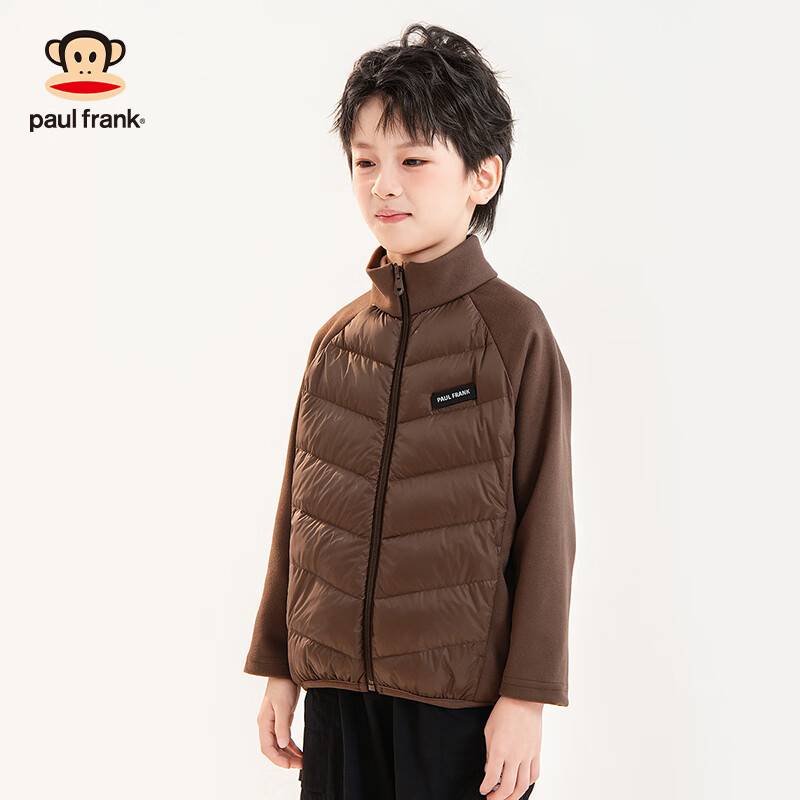 大嘴猴(paul frank)童装儿童羽绒服2025秋冬款女男女童羽绒内胆洋气保暖舒适轻薄外套 卡其 120