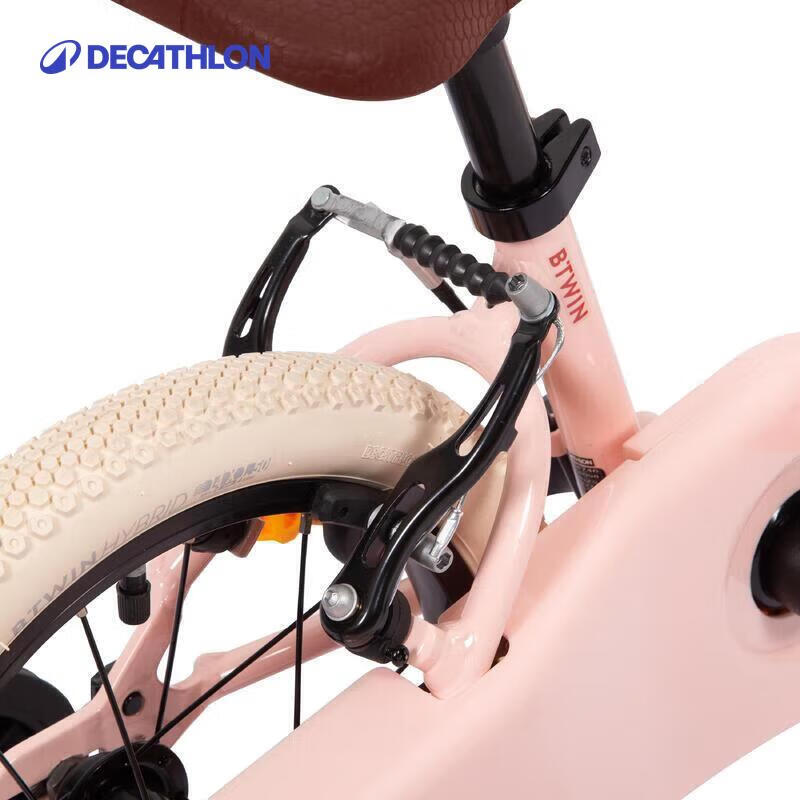 迪卡侬儿童自行车14寸轻便安全易学平衡自行车儿童单车粉色-5156281