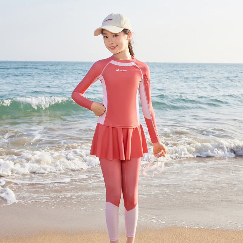 ���ζ�ͯӾ��Ů��2025�¿���峤�䳤���ɹ�ٸ���Ӿ���д�ͯɳ̲Ӿװ ��Ҷ�� 170 L��������100-110cm����25-3