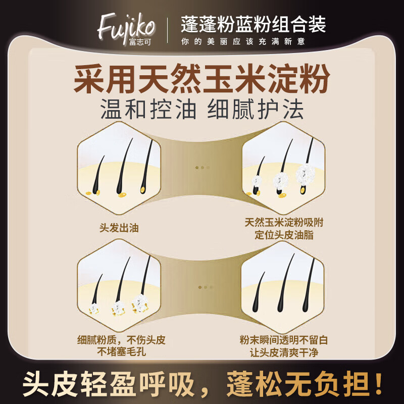 富志可fujiko头发蓬蓬粉控油去油蓬松干发粉懒人免洗头组合装8.5g*2
