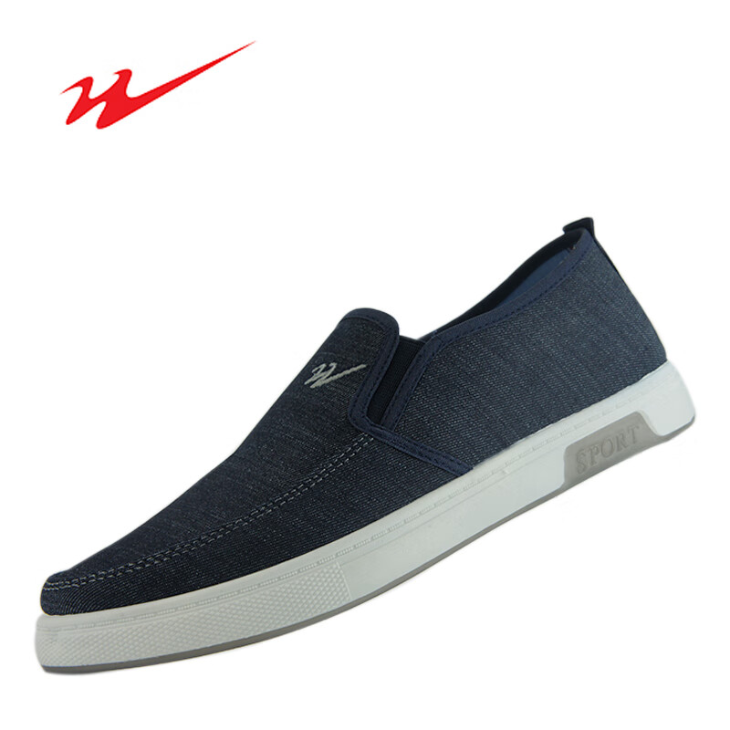 雙星（shuangxing）青島雙星男款帆布鞋一腳蹬商務(wù)休閑鞋牛仔布軟底軟面工作休閑鞋11 牛仔藍(lán)ZM-11 單層 39