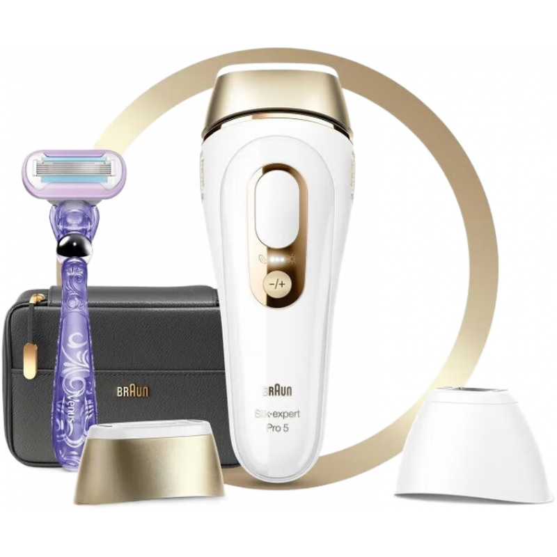 博朗（BRAUN）女士電動(dòng)脫毛器脫毛儀沙龍版 美容院級(jí)全身脫毛 180天白滑 家用脫毛儀PL5147 白金色