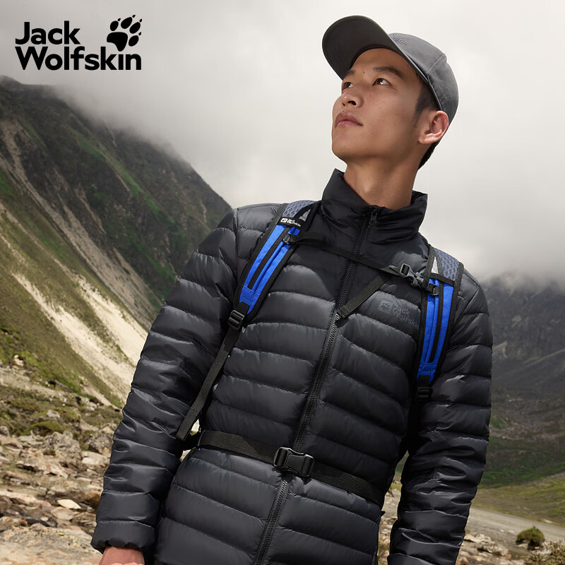 jackWolfskin狼爪25秋冬新款PILVI男款户外700蓬立领户外保暖羽绒服外套A65699 黑色/6000 XL 充绒量：115g