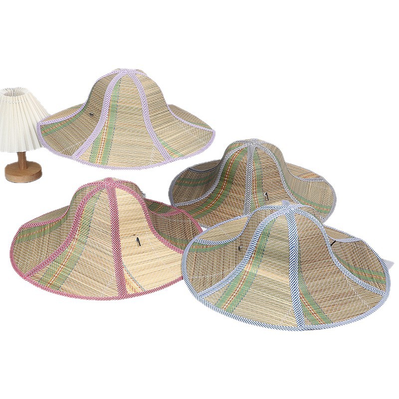 海南大沿草帽干农活帽子钓鱼帽农民工遮阳帽防雨防晒夏天可折叠 双面折叠草帽1个【随机色】