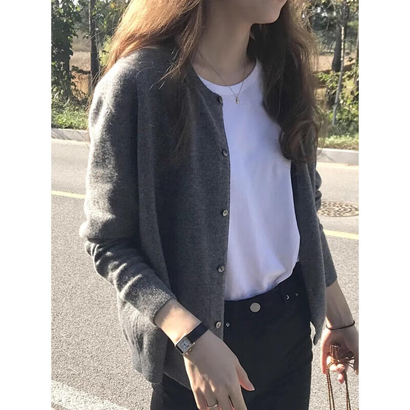 俞兆林针织衫女秋冬2025新款开衫外套女外搭显瘦打底衫毛衣慵懒风上衣 黑色 【时尚百搭】 均码 (适合80-140斤)
