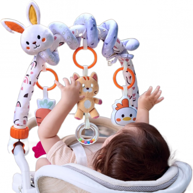 Tumama Kids嬰兒床鈴懸掛式床上床頭旋轉搖鈴餐椅寶寶推車(chē)玩具掛件 兔子車(chē)床椅夾可拆床繞+掛件+原創(chuàng  )