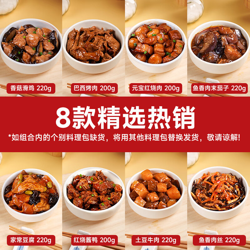 粮农星厨预制菜料理包加热即食商用外卖家常小碗菜盖浇饭速食快餐餐饮店用 八款精选热销(1720g)