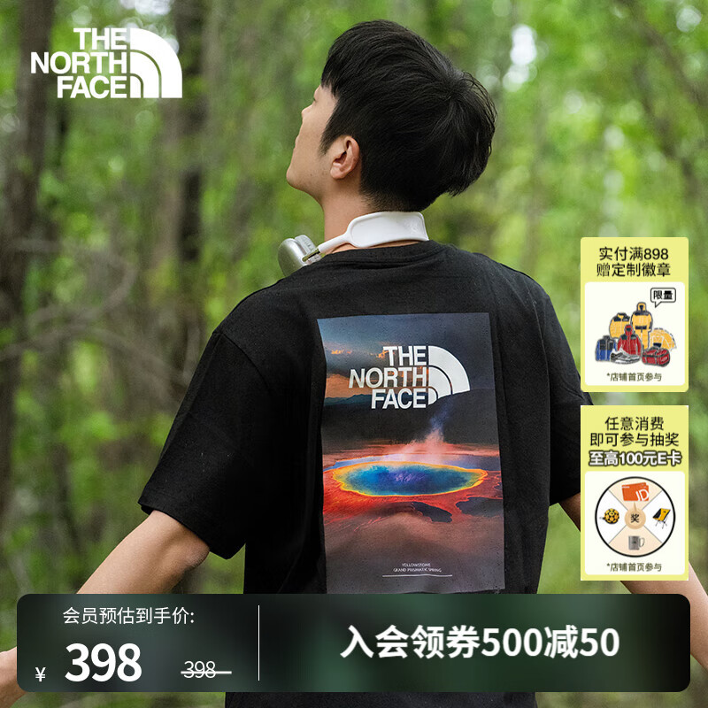 北面（The North Face）男女同款宽松短袖棉T恤户外休闲透气25春夏新款|8DEW JK3/黑色 L