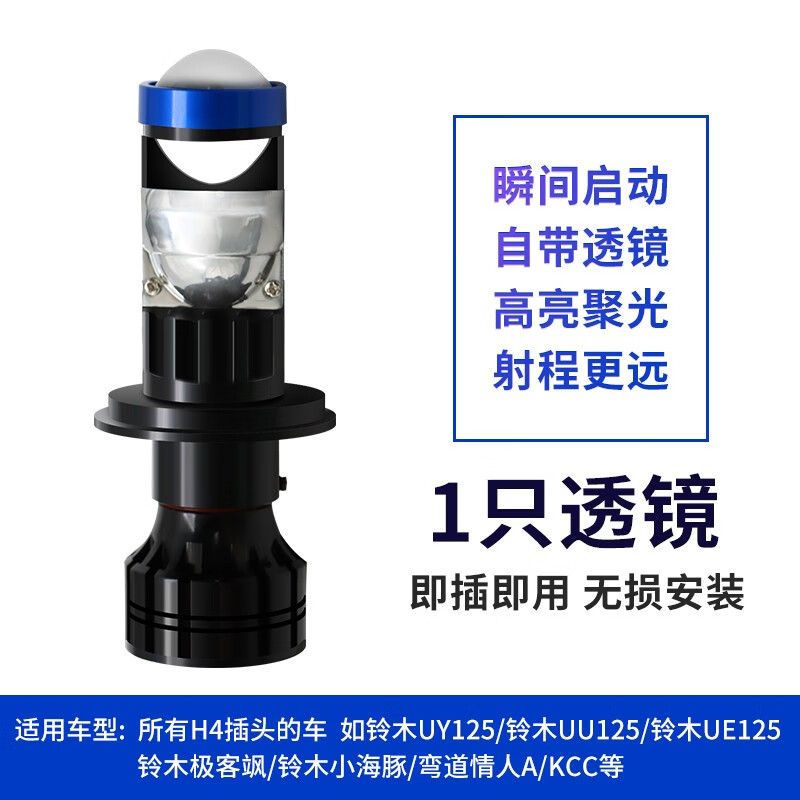 芒芒適用電動摩托車燈改裝外置超亮12v60V三輪電瓶車強光LED大燈 透鏡1只