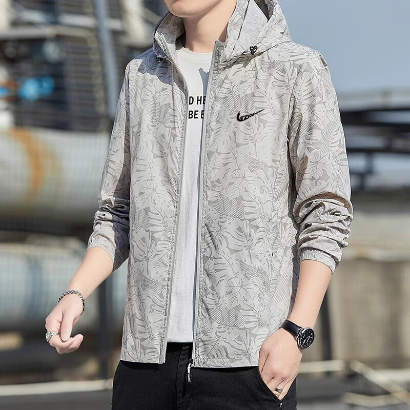 防晒衣男士夏季连帽速干防晒服防紫外线户外超薄情侣皮肤衣外套 2665灰色 5XL