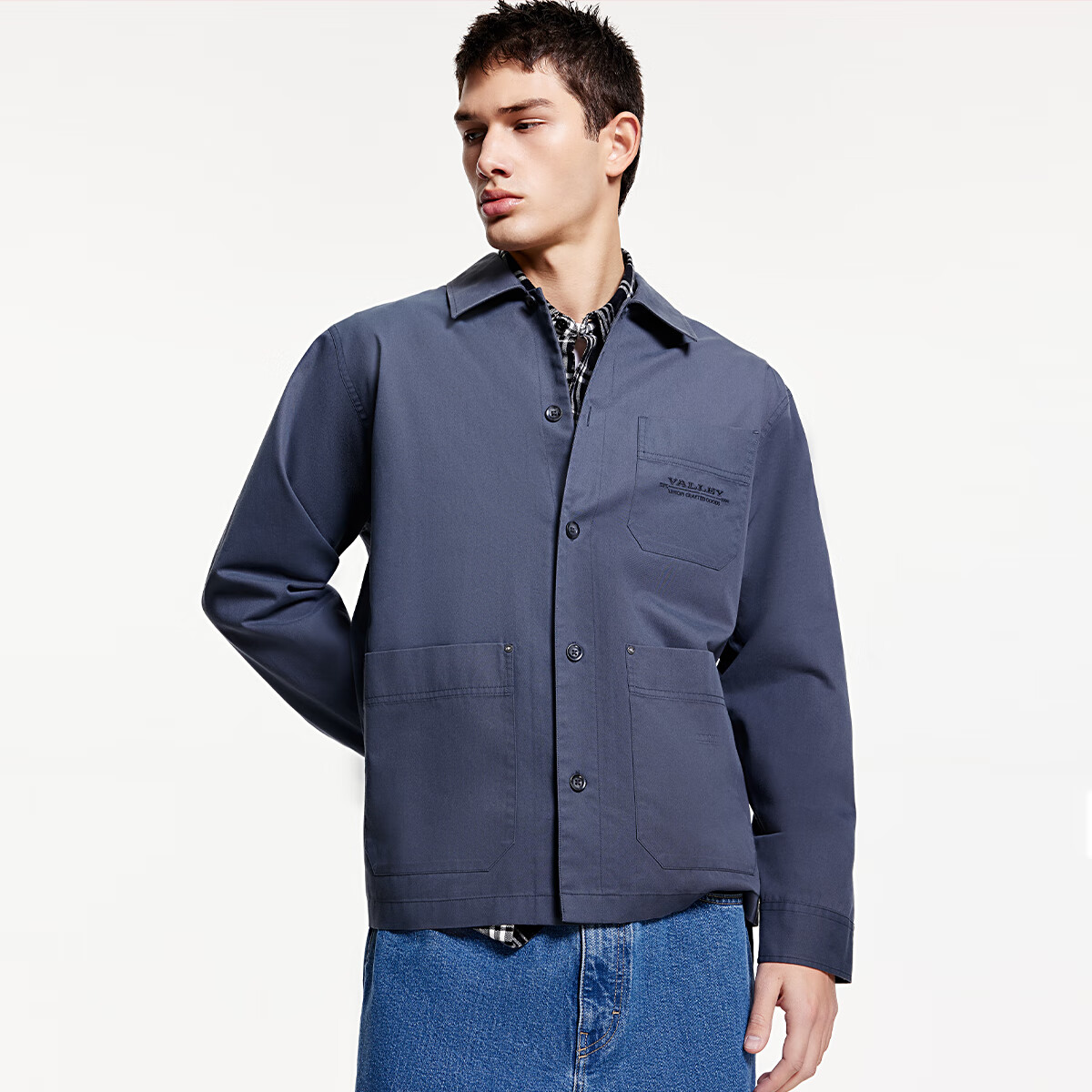 杰克·琼斯(JACK&JONES)春秋季休闲长袖衬衫男衬衣式薄外套合集 2251O3006湍流蓝灰 XL 185