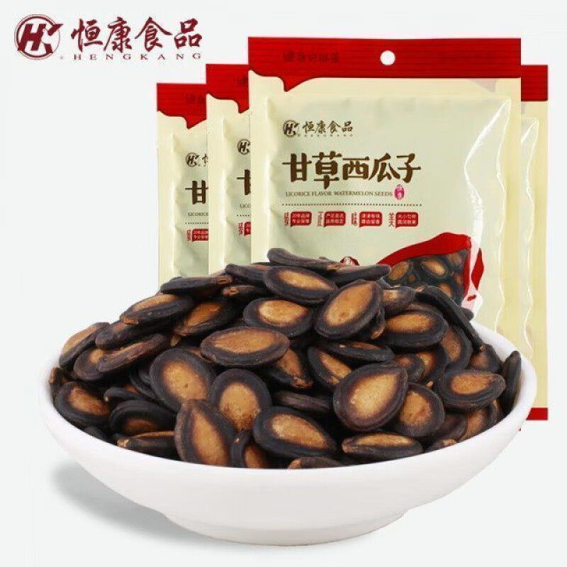 恒康甘草西瓜子108g甘草瓜子黑瓜子大片西瓜子話梅 108g 甘草西瓜子*3袋(嘗鮮價(jià))