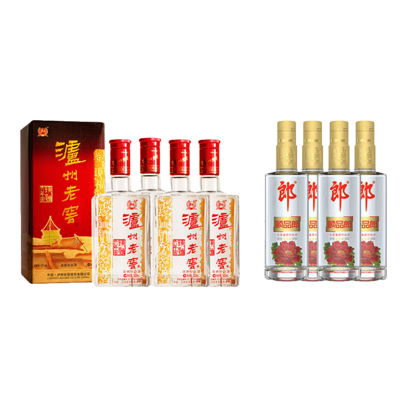 瀘州老窖六年窖頭曲 52度500ml*4瓶 白酒組合 52度 500mL 4瓶 六年窖+順品金蓋4瓶