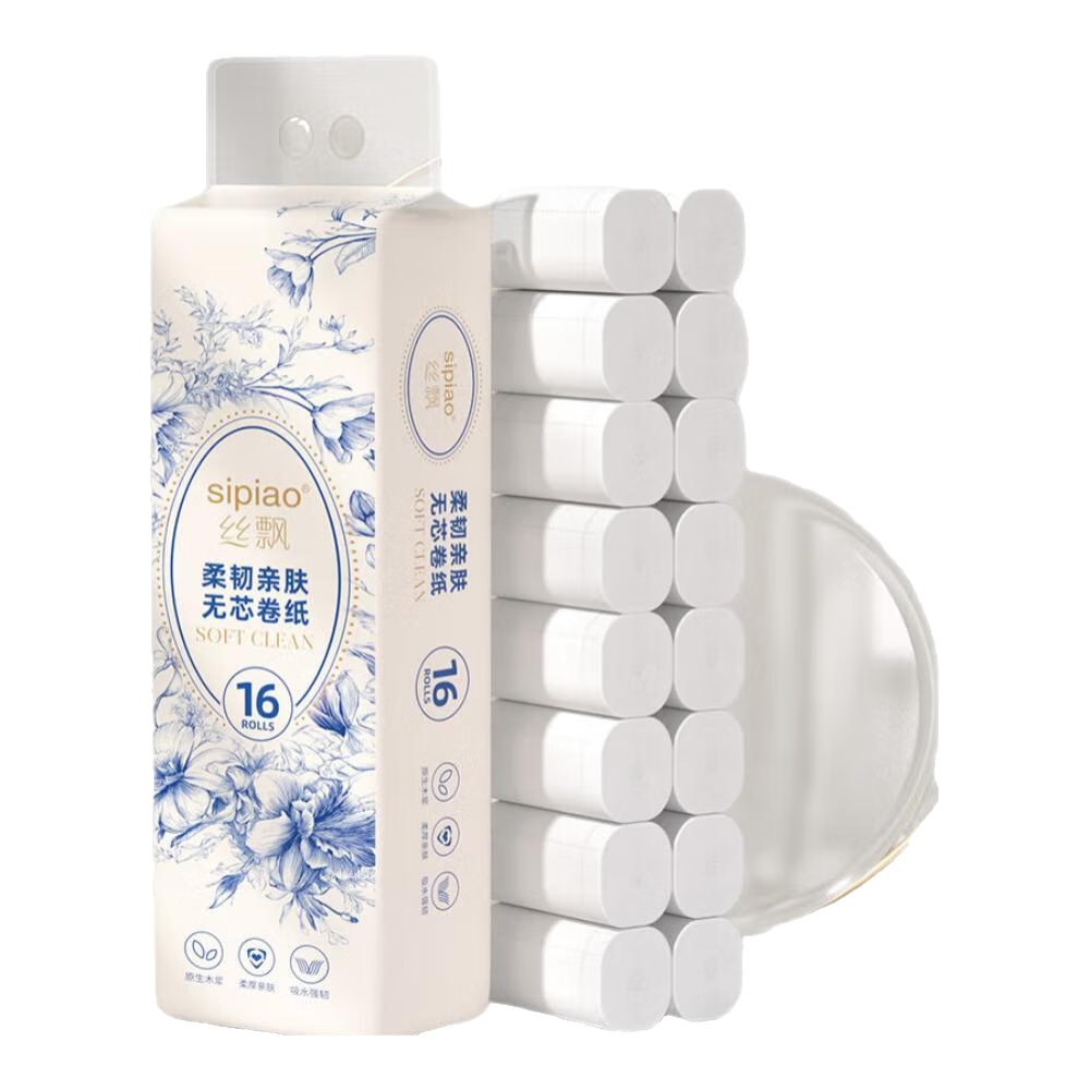 丝飘无芯卷纸5层 800g/提加厚卫生纸家用 宿舍厕所手纸整箱批发纸巾 5层 50g/卷*16卷