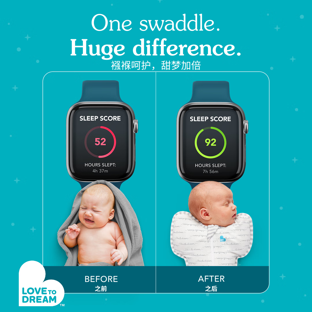 LOVE TO dream防惊跳睡袋新生儿婴儿四季通用可拆袖襁褓式睡袋儿童投降式防踢被 灰白条纹 （四季通用） M码：8-15斤（约3-6个月）