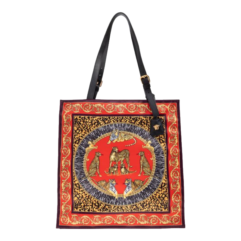 范思哲（VERSACE）男士大容量托特包經(jīng)典矩形設計奢華印花休閑通勤包 紅色 TU