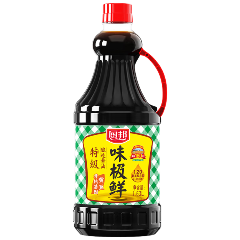 厨邦酱油 味极鲜酱油 生抽【特级黄豆酱油】1.63L 酿造酱油 调味品