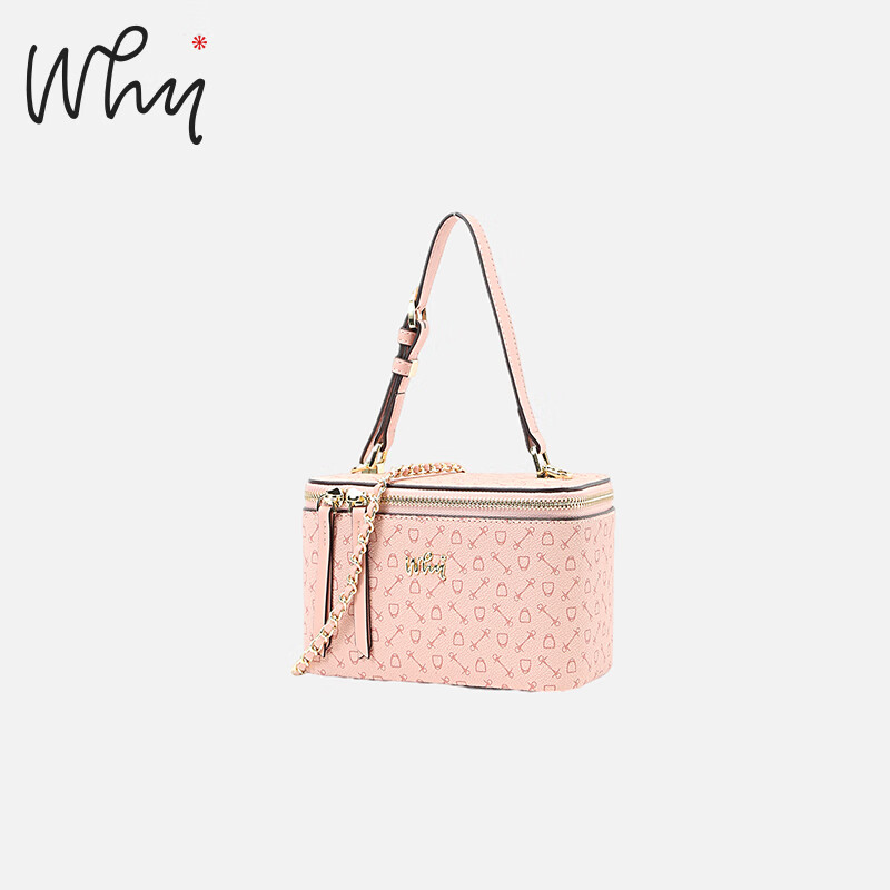 why2025新款礼物女包小包手机包盒子包复古时尚斜挎单肩小包 粉色