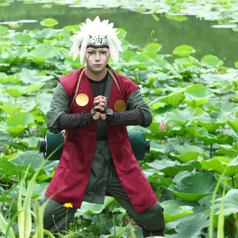 班达熊自来也cos服1代蛤蟆仙人火影忍者cosplay动漫角色扮演卡通周边c服 自来也cos服+配饰+随机项链+头带 S