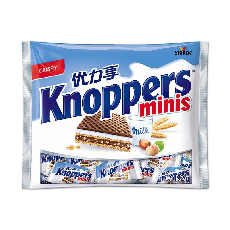 knoppers威化優(yōu)力享迷你牛奶榛子巧克力威化餅干五層夾心威化 (新)迷你牛奶榛子威化餅干(9.6